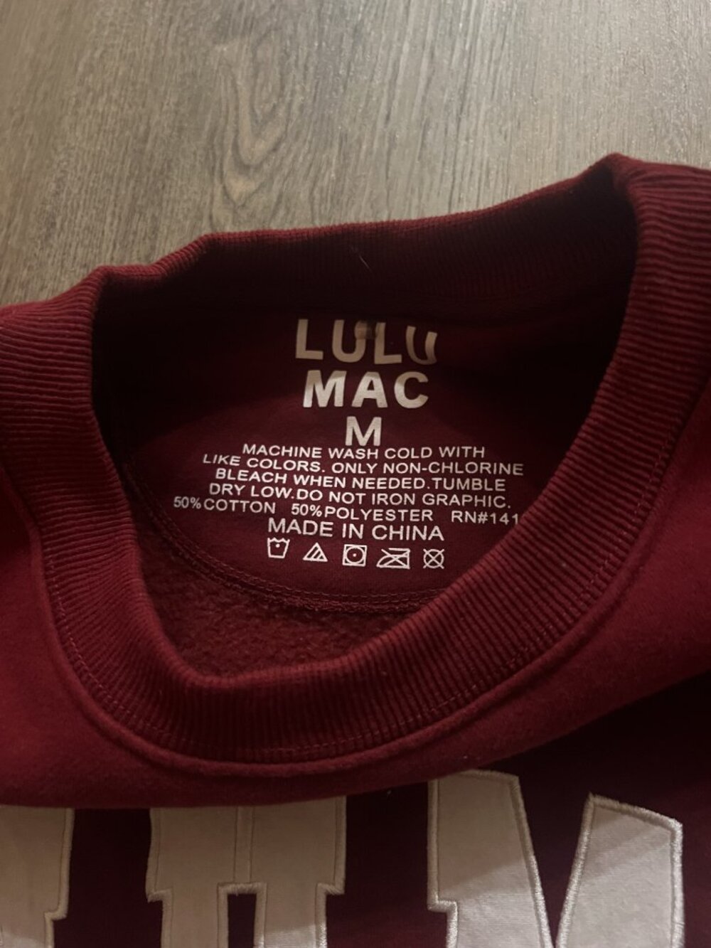 The Lulu Mac Sweatshirt - Stitched Maroon/White size medium like new - Picture 2 of 4
